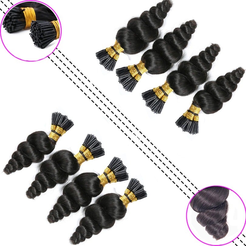 Loose Wave Human Hair i Tip Microlinks Bulk Braiding Human Hair Bundle