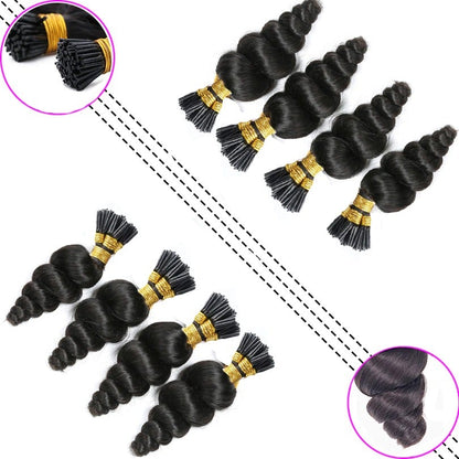 Loose Wave Human Hair i Tip Microlinks Bulk Braiding Human Hair Bundle