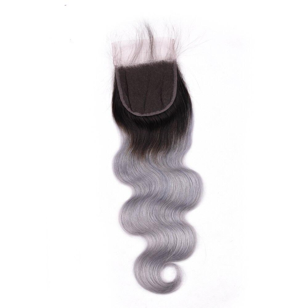 Gray 10A Grade Silver #1B/ Silver  3/4 Body Wave BUNDLES with CLOSURES