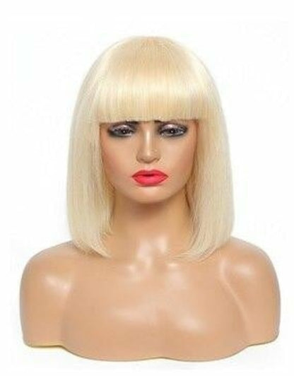 #613 Brazilian 99J Burgundy Short Bob Remy Straight Human Hair Wigs Wi