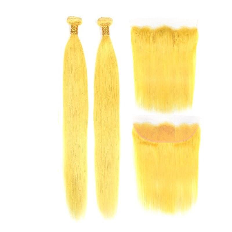 #Yellow 10A Grade #1B/Yellow Straight 3/4 BUNDLES with CLOSURES & FRON