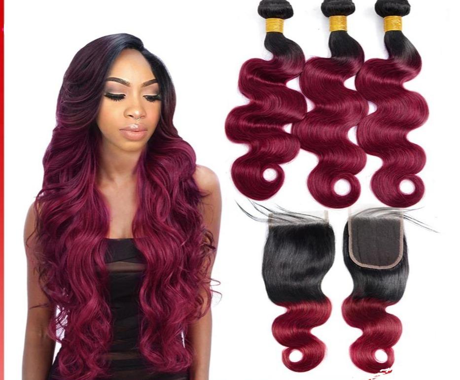 BeuMax 1B Burgundy Body Wave BUNDLES with CLOSURES & FRONTALS