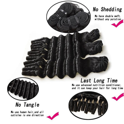 Super Double Drawn 12A Grade Fancy Curl Fumi Hair BUNDLES with CLOSURE