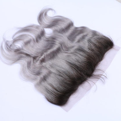 Gray 10A Grade Silver #1B/ Silver  3/4 Body Wave BUNDLES with CLOSURES