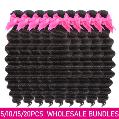 Wholesale 5/6/10/12 Bundles Brazilian Loose Deep Wave 10A Grade Human