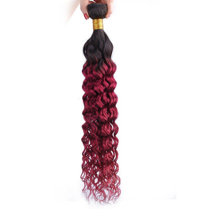 Burg 10A Grade Water Wave #1B/Burgundy BUNDLES with CLOSURES & FRONTAL