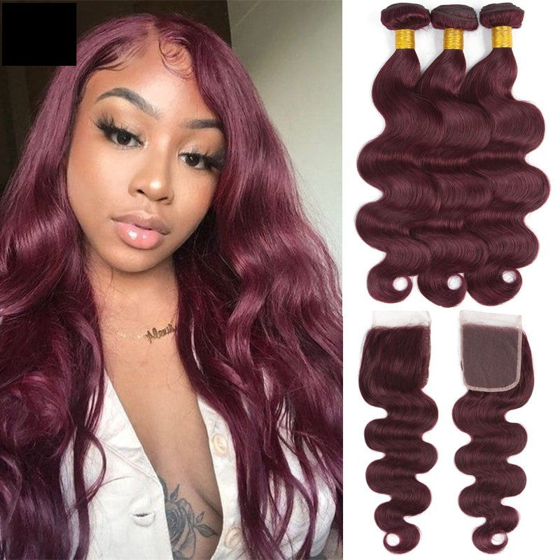 10A Grade #99J  Body Wave #1B/99j BUNDLES with 4x4 CLOSURES & 13x4 FRO