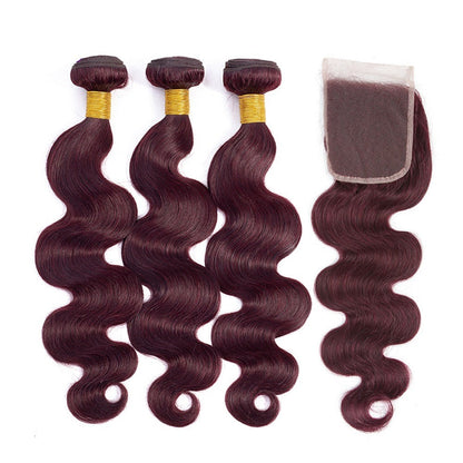 10A Grade #99J  Body Wave #1B/99j BUNDLES with 4x4 CLOSURES & 13x4 FRO