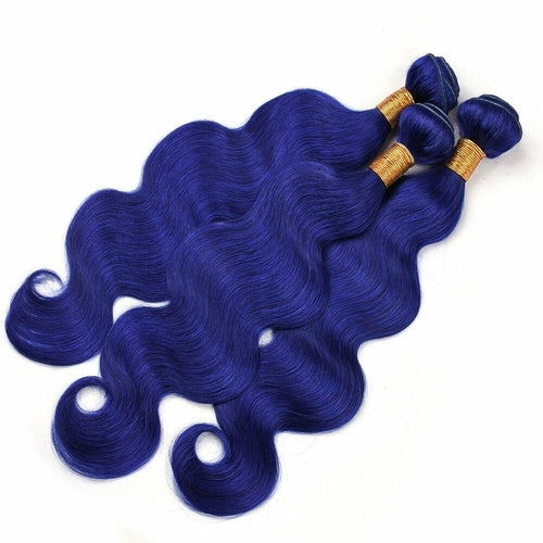 10A Grade Blue Body Wave BUNDLES with CLOSURES & FRONTALS #1B/ blue