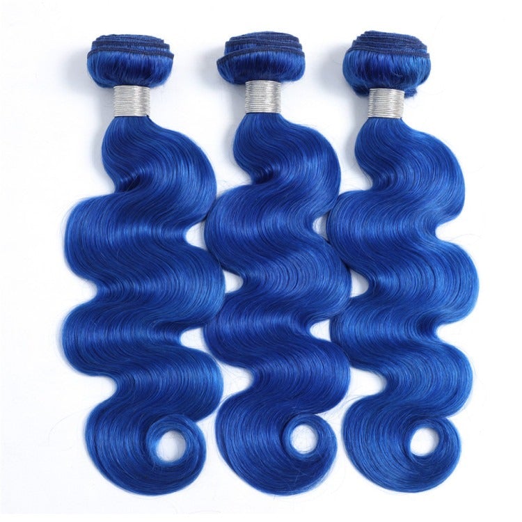 10A Grade Blue Body Wave BUNDLES with CLOSURES & FRONTALS #1B/ blue