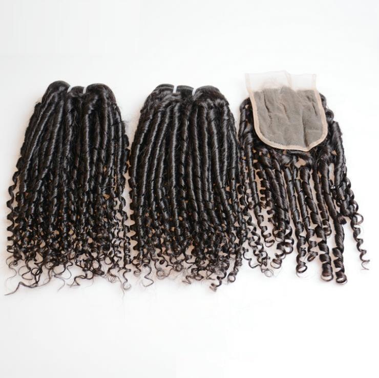 Super Double Drawn 12A Grade Bebe Pissy Curl BUNDLES with CLOSURES & F