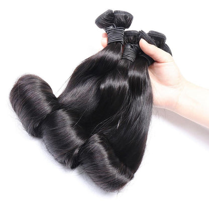 10A Grade Brazilian Egg Curl Fumi Human Hair Bundles With 4x4 Closure