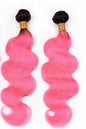 #Pink 10A Grade #1B/Pink Brazilian Body Wave 3/4 BUNDLES with CLOSURES