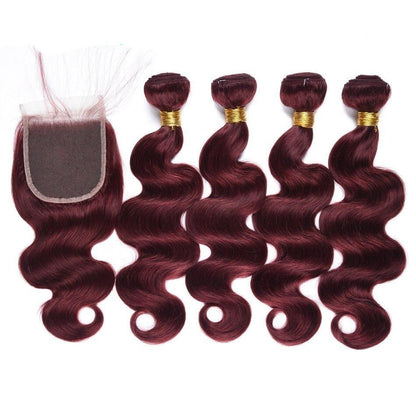 10A Grade #99J  Body Wave #1B/99j BUNDLES with 4x4 CLOSURES & 13x4 FRO