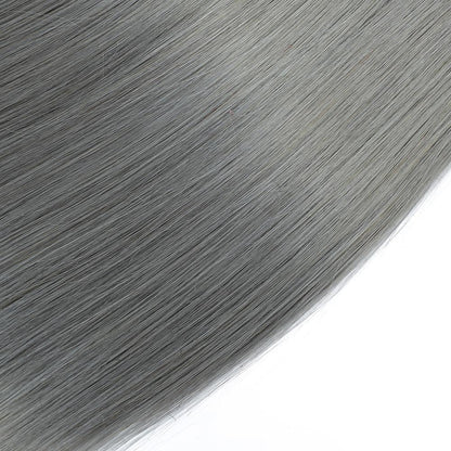 Gray 10A Grade Silver #1B/ Silver Straight 3/4 BUNDLES with CLOSURES &