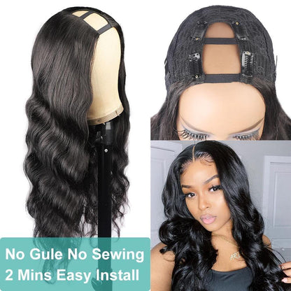 U Part Wig Body Wave Human Hair Wigs For Black Women Brazilian Remy Ha