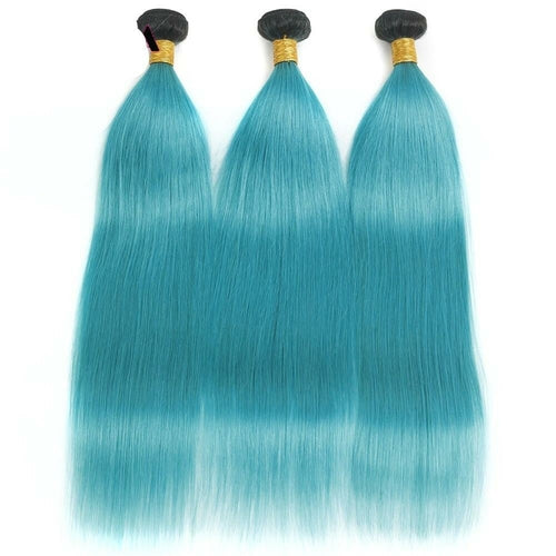 10A Grade Light Blue Straight BUNDLES with CLOSURES & FRONTALS #1B/lig