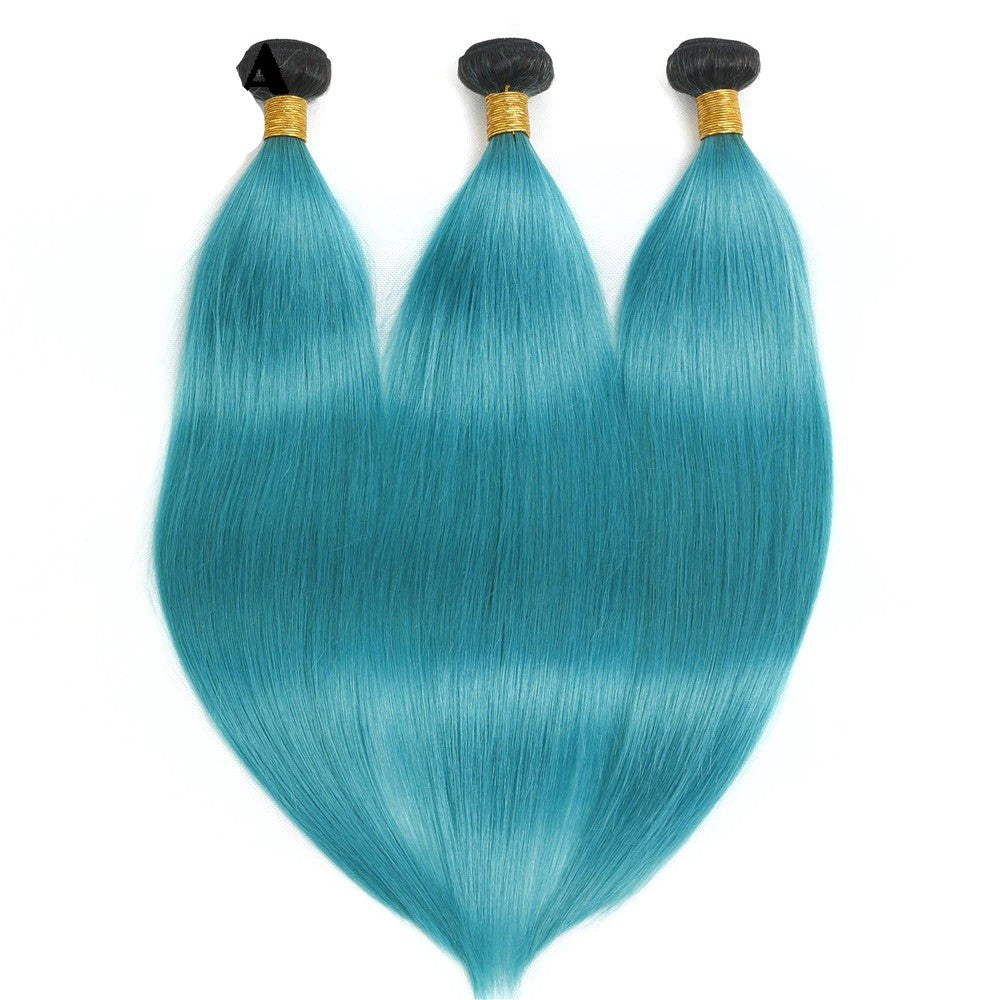 10A Grade Light Blue Straight BUNDLES with CLOSURES & FRONTALS #1B/lig