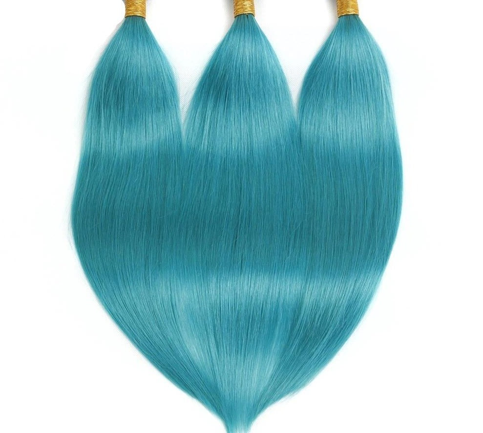 10A Grade Light Blue Straight BUNDLES with CLOSURES & FRONTALS #1B/lig