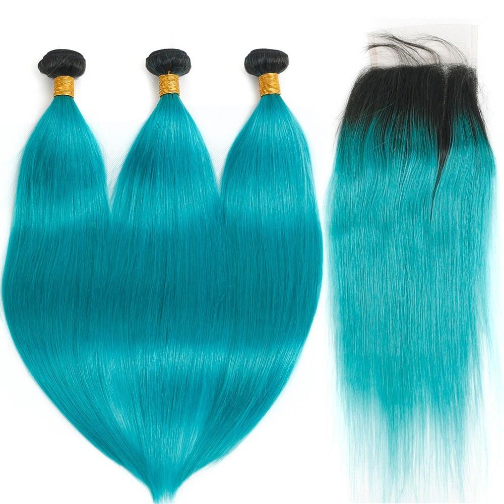 10A Grade Light Blue Straight BUNDLES with CLOSURES & FRONTALS #1B/lig