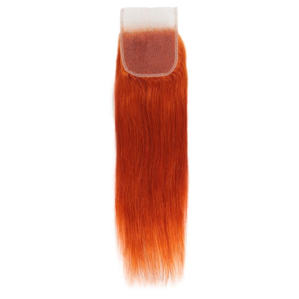 10A Grade Orange #1B/350  Straight 3/4 BUNDLES with CLOSURES & FRONTAL