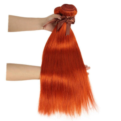 10A Grade Orange #1B/350  Straight 3/4 BUNDLES with CLOSURES & FRONTAL