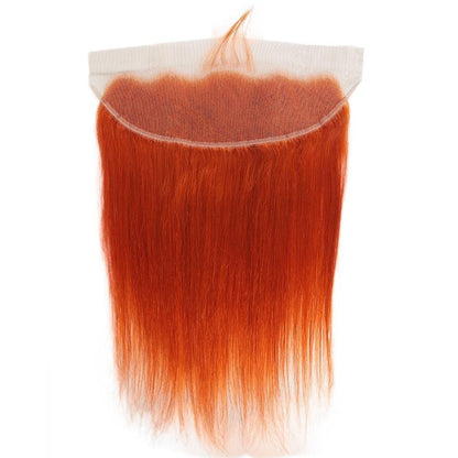 10A Grade Orange #1B/350  Straight 3/4 BUNDLES with CLOSURES & FRONTAL