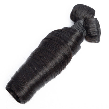 10A Grade 3/4 Straight Bouncy Curl Fumi Human Hair bundles with 4x4 Cl