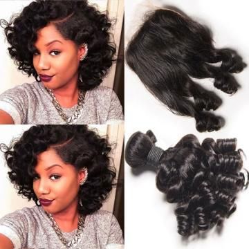 10A Grade Brazilian 3/4 Funmi Hair Human Hair bundles with 4x4 Closure