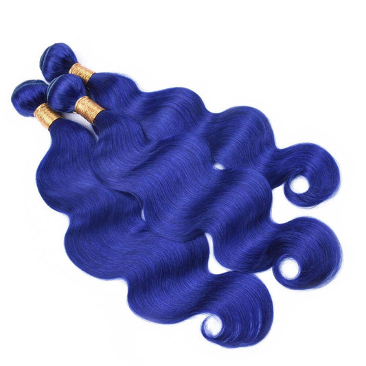 10A Grade Blue Body Wave BUNDLES with CLOSURES & FRONTALS #1B/ blue