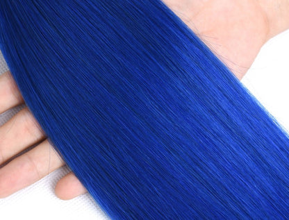 10A Grade Brazilian Blue Straight BUNDLES with CLOSURES & FRONTALS #1B