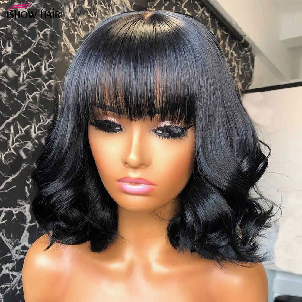 Short Bob Body Wave Human Hair Wig with Bang