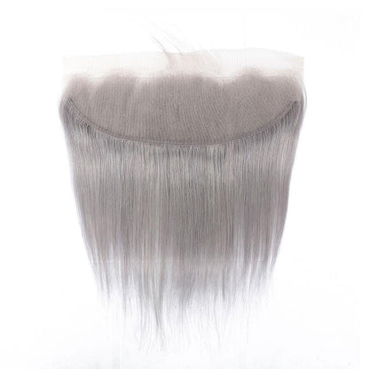 Gray 10A Grade Silver #1B/ Silver Straight 3/4 BUNDLES with CLOSURES &