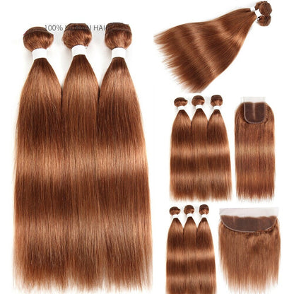 #4/30 Straight Ombre 10A Grade Body Wave #30 BUNDLES with 4x4  CLOSURE