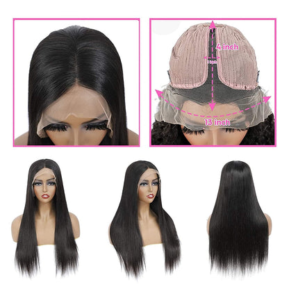 Transparent 13x1x6 Straight 13x4x1 T part Lace Frontal Human Hair Wigs