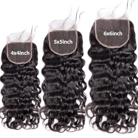 10A Grade Water Wave 4x4 Brazilian 5x5 Lace 6x6 Closure Remy Human Hai