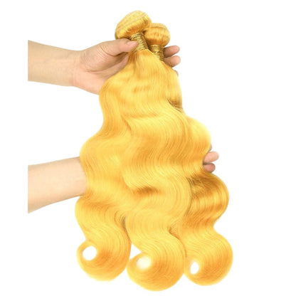 #Yellow 10A Grade #1B/Yellow Body Wave 3/4 BUNDLES with CLOSURES & FRO